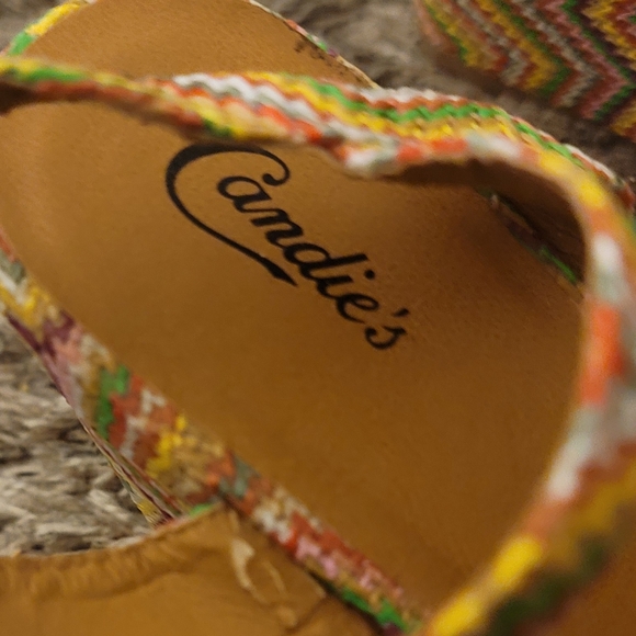 Candies Green Yellow Lainey Multicolor Platform Espadrille Platform Wedges 9.5 - Picture 3 of 10